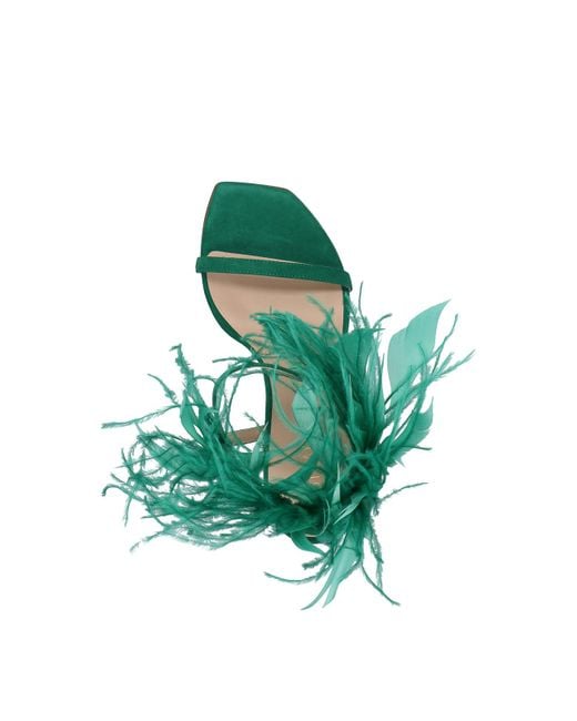 Stuart Weitzman Green Plume Sandals