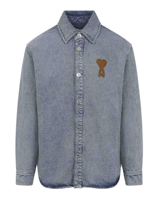 AMI Blue Cotton Shirt for men