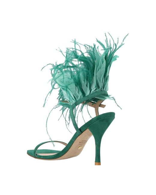 Stuart Weitzman Green Plume Sandals