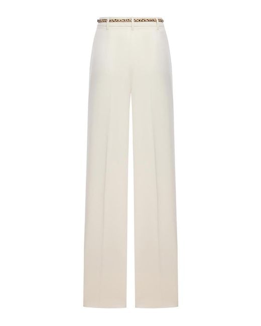 Max Mara White Fluid Cady Trousers