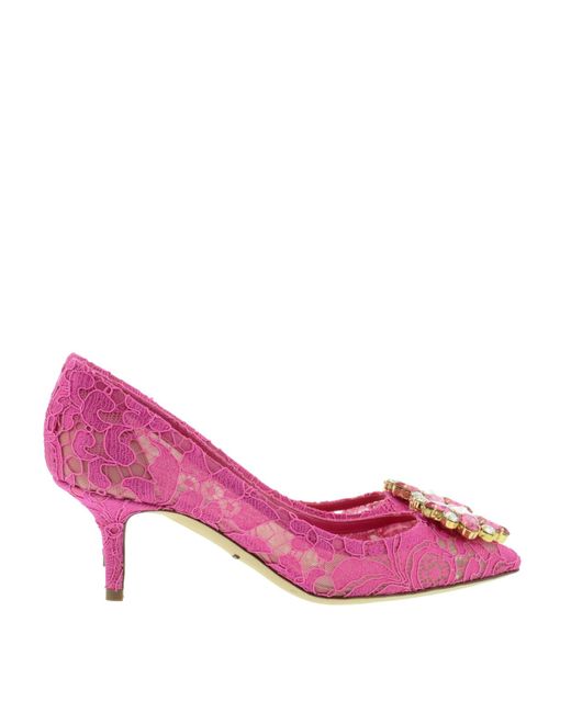 Dolce & Gabbana Pink Bellucci Lace Brooch-Detail Pumps