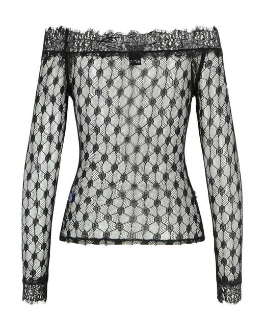Isabel Marant Black Lace-Detailed Long-Sleeved Top