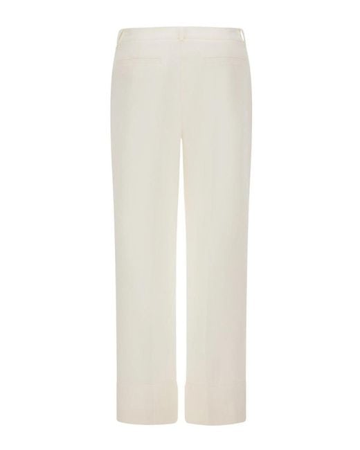 Herno White Lightweight Linen Cigarette Trousers