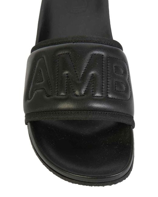 Ambush Black Leather Slide Sandals