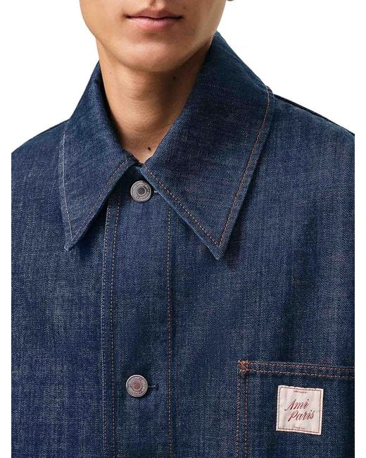 AMI Blue Heritage Insert Cotton Work Jacket for men