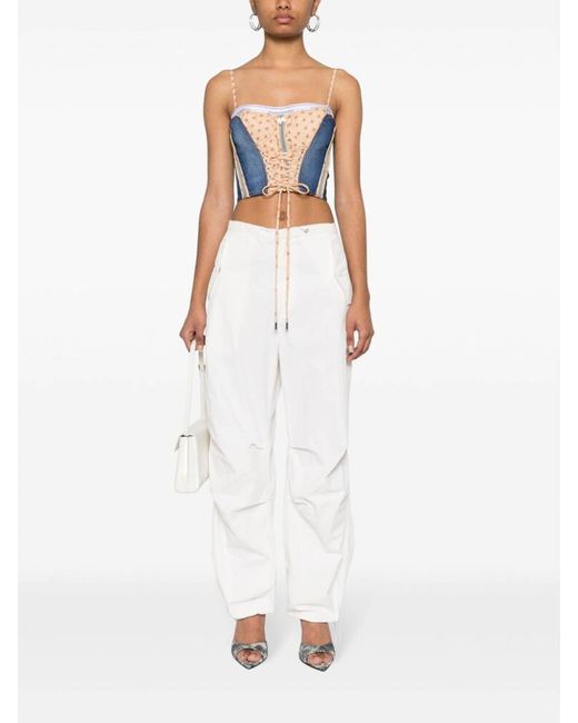 DSquared² Blue Wide-leg Trousers With Logo Patch