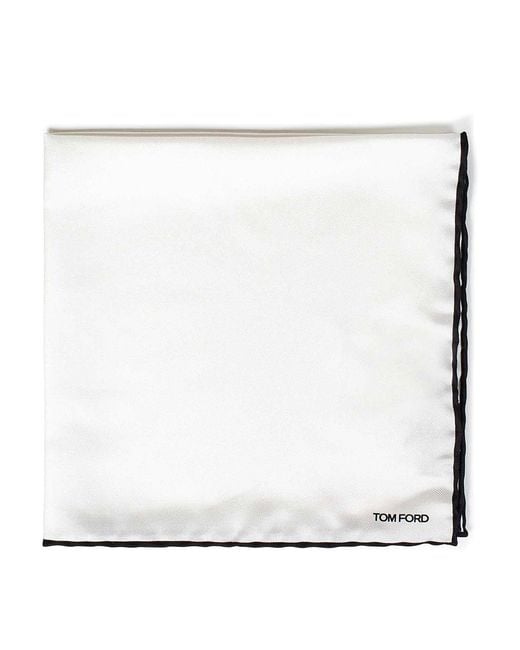 Tom Ford White Silk Satin Pocket Square for men