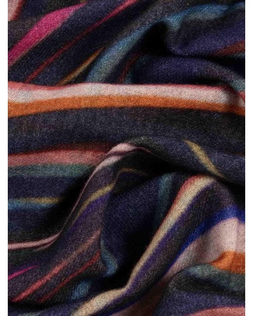 Paul Smith Blue Cashmere Blend Swirl Scarf