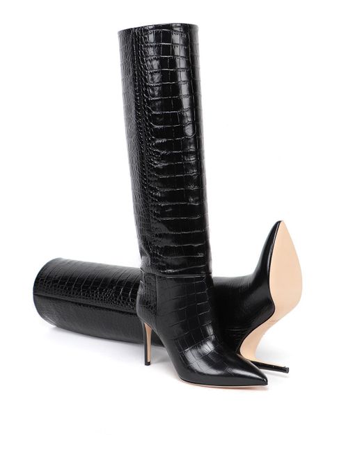 Paris Texas Black Embossed Croco Boots