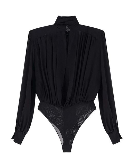 Elisabetta Franchi Blue Silk Shirt With Body Detail