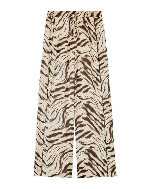 Ganni White Printed Stretch Satin Elasticated Pants