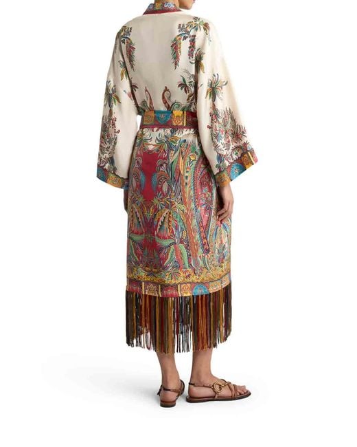 Etro White Silk Duster Coat