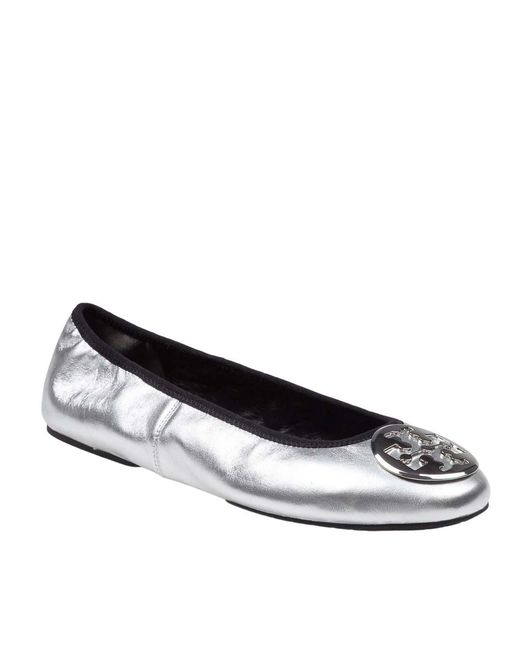 Tory Burch White Reva Travel Ballerina
