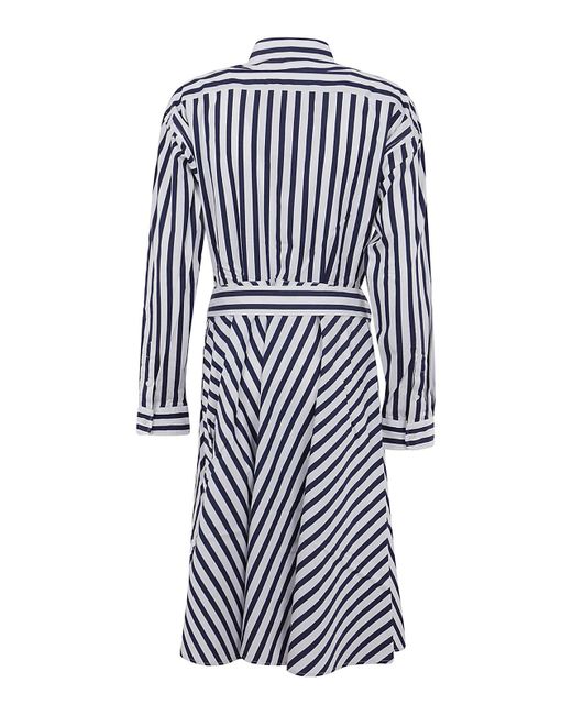 Polo Ralph Lauren Blue Striped Chemisier With Belt