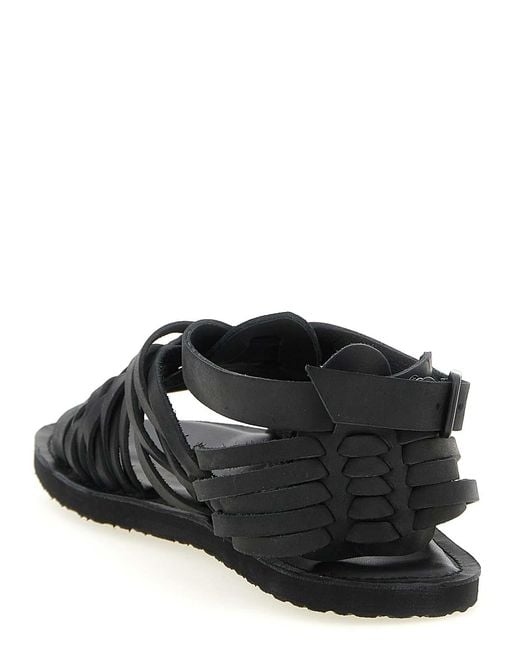 Yohji Yamamoto Black Braided Leather Sandals for men