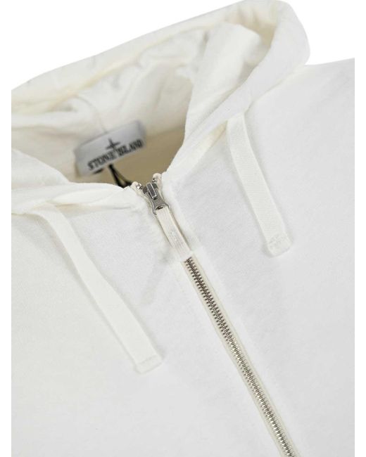 Stone Island White Zip Sweatshirt for men