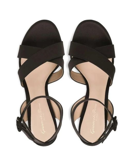 Gianvito Rossi Black Crepe Satin Sandals T070