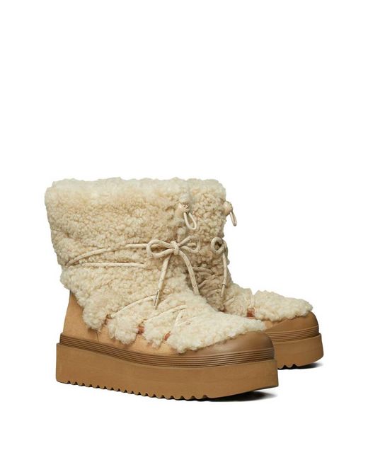 Tory Burch Natural Mellow Shearling Boots