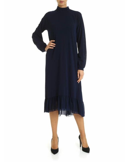 Fuzzi Blue Dress With Flounces
