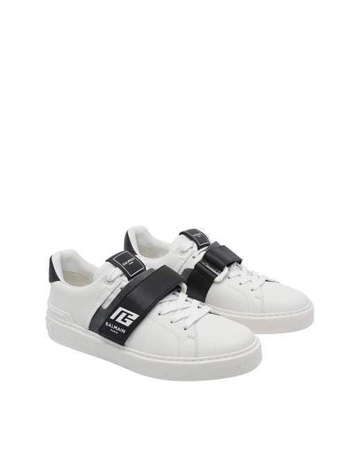 Balmain White B-Court Sneakers for men