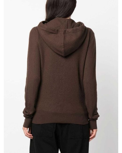 Rick Owens Brown Zip-Up Cashmere Hoodie