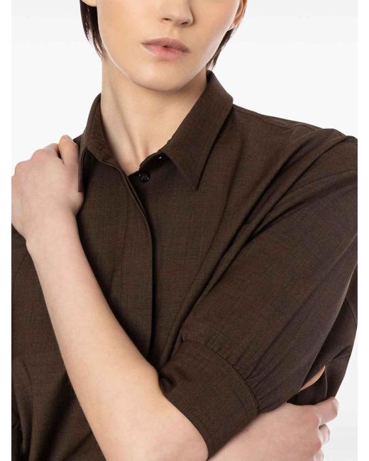 Philosophy Di Lorenzo Serafini Brown Short-Sleeve Cropped Shirt