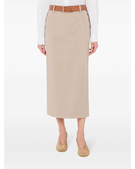 Moschino Natural Belted Buckle Detailed Skirt