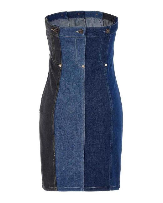 Moschino Jeans Blue Patchwork Mini Dress