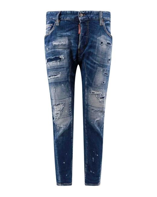 DSquared² Blue Jeans Destroyed Effect Logo Tag for men