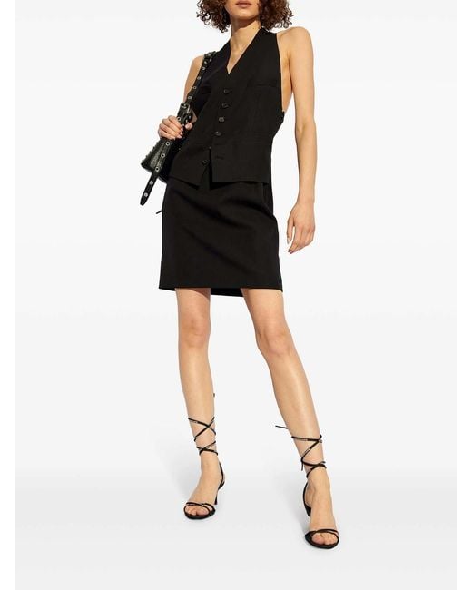 DSquared² Black V-Neck Wool Dress