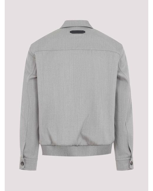Brioni Gray Zip-Up Blouson Jacket for men
