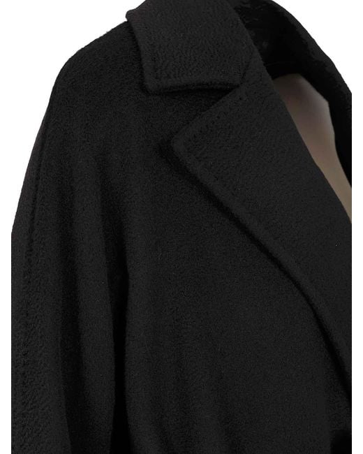 Max Mara Black Wool Dressing Gown Coat