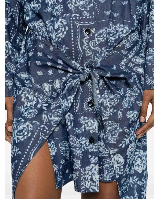 Emporio Armani Blue Cotton Chemisier Dress