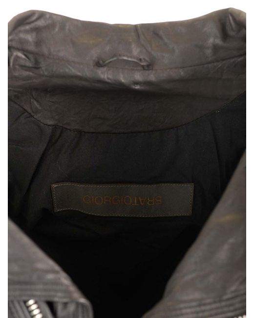 Giorgio Brato Black Lamb Leather Biker Jacket for men