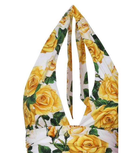 Dolce & Gabbana Metallic One-piece Swimsuits With Flower Print