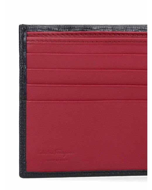 Ferragamo Black Crinkle Leather Bifold Wallet for men