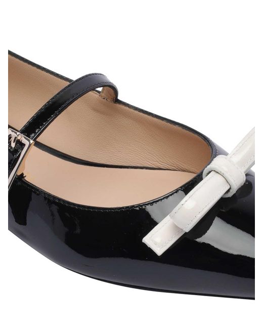 Stuart Weitzman Black Felicity Bow Mary Jane Ballets