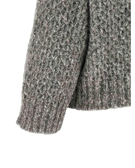 Peserico Gray Zipped Hooded Cardigan