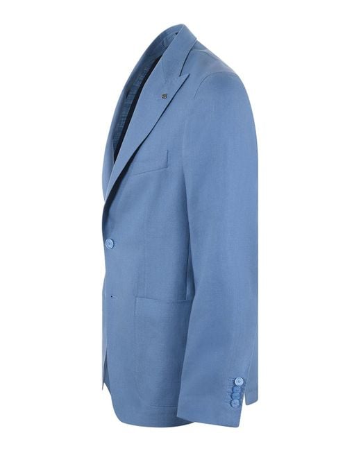 Tagliatore Blue Linen Jacket for men