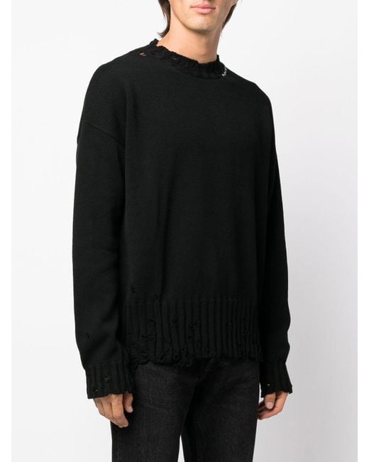 Marni Black Distress-Knit Detail Jumper for men