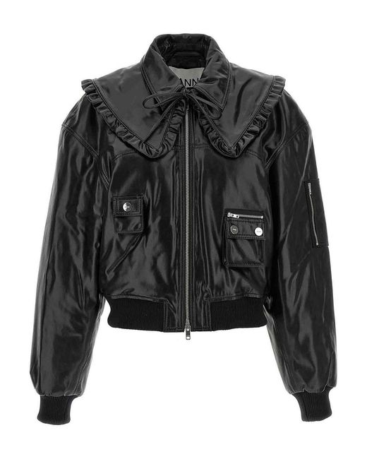 Ganni Black '7093 Future' Bomber Jacket