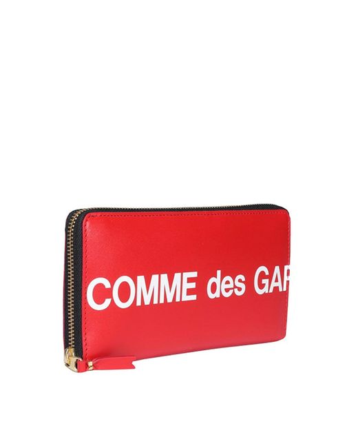 Comme des Garçons Red Zip Around Logo Wallet