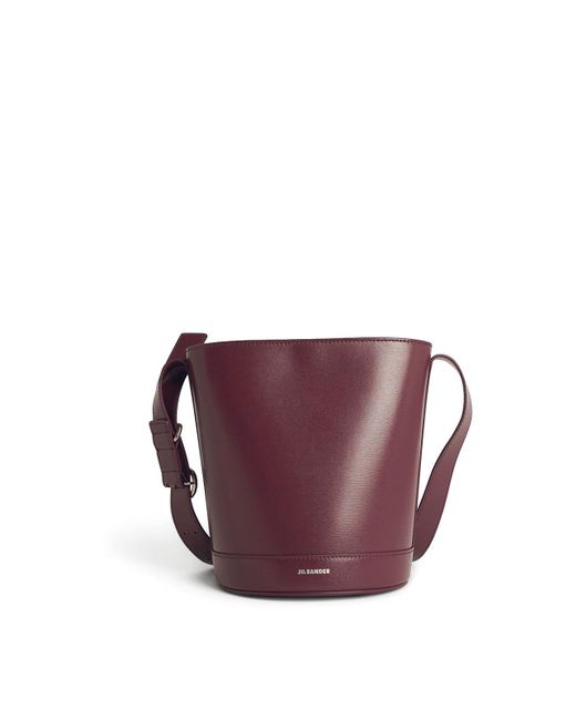Jil Sander Purple Burgundy Leather Bucket Bag