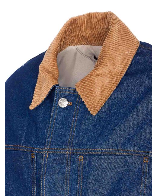 AMI Blue Padded Denim Jacket for men