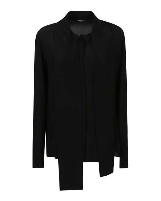 Balmain Black Crepe De Chine Shirt