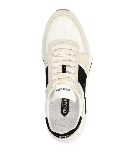 Tom Ford White Suede Logo Sneakers for men