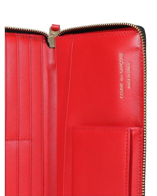 Comme des Garçons Red Zip Around Logo Wallet