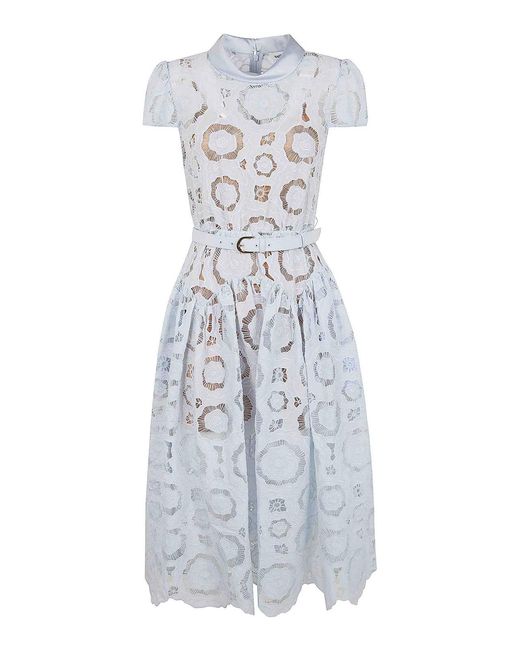 Self-Portrait White Floral Lace Midi Dress