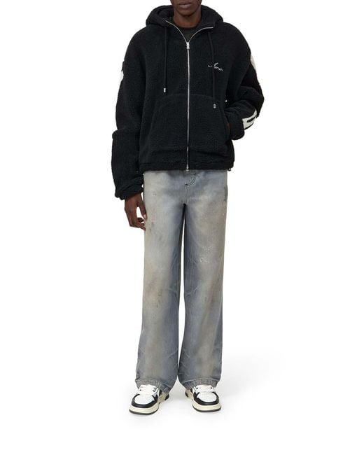 Amiri Blue Bones Fleece Zip Hoodie for men