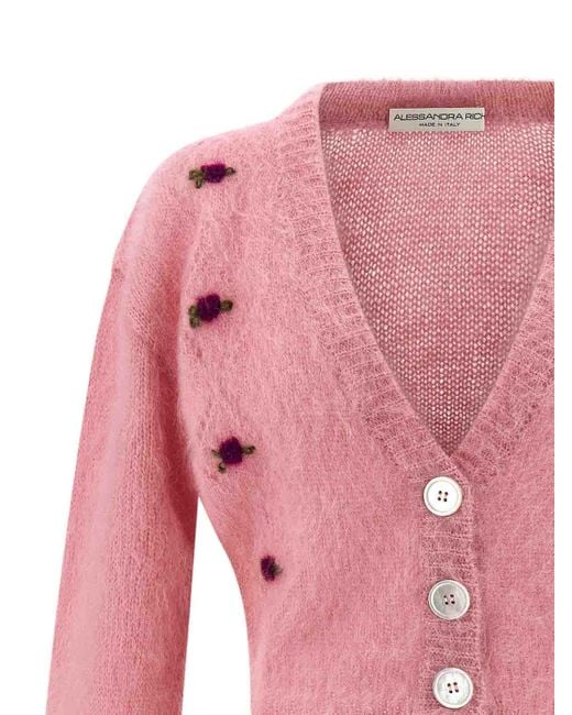 Alessandra Rich Pink Wool Cardigan
